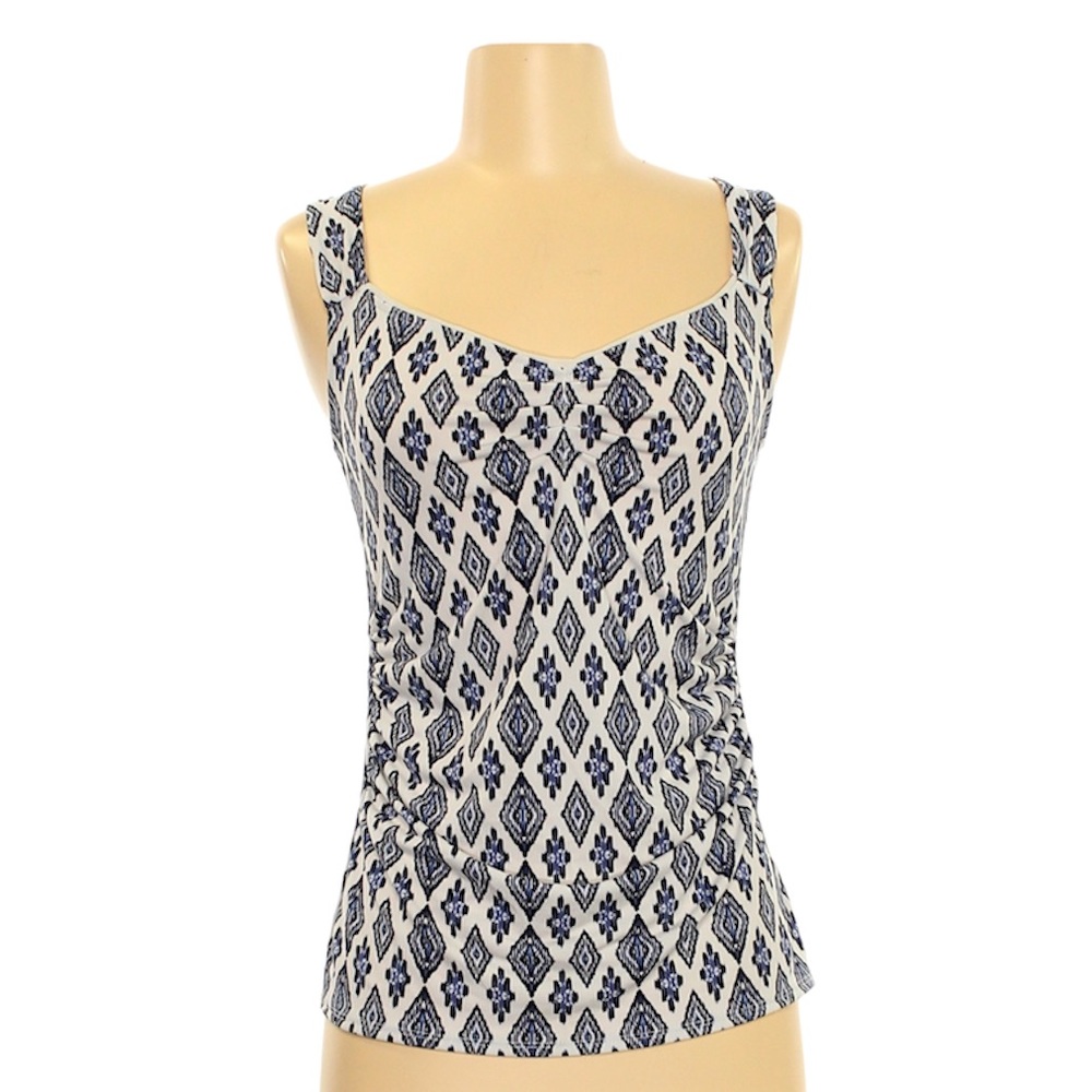 🎄4x$50 WHBM Navy Print Sleeveless Top Square Neckline + FREE shipping 🚚!